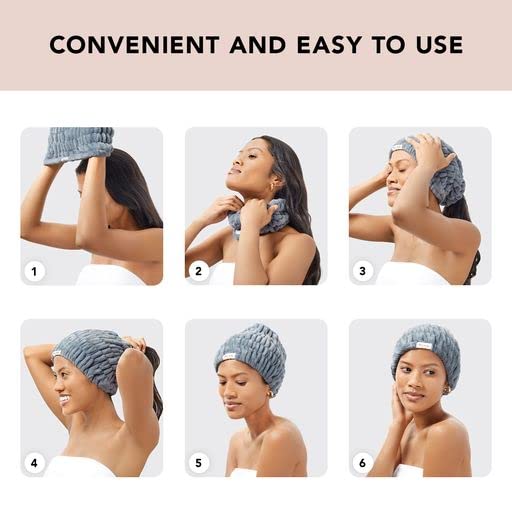 Kitsch Spa Headband for Women – Soft, Stretchy Skincare Headband for Washing Face, Makeup & Facials | Extra-Wide, Non-Slip for Beauty Routines & Self-Care | Ideal Gifts for Women - Misty Blue
