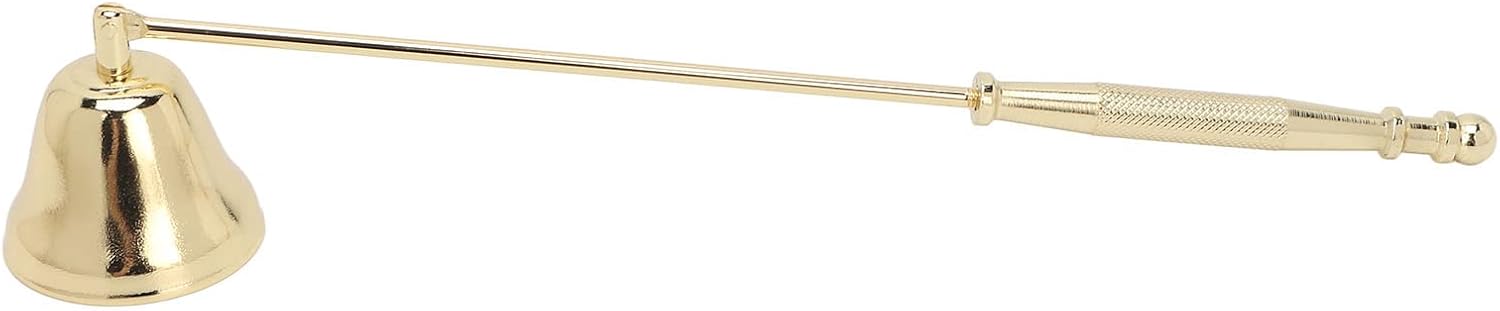 BRRNOO Candle Wick Trimmer and Snuffer, Golden Iron-Plated Bell Shaped Long Handle Candle Extinguisher 3pcs Set for Candle Lovers