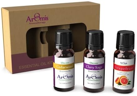 ArOmis Essential Oils - Meditation Kit 2-100% Pure Premium-Grade - Cedarwood, Clary Sage and Grapefruit - 3 Pack - 0.34 fl oz/10ml, 150 Micron Filtered for Nebulizer Use