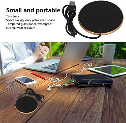 5V 2A USB Candle Warmer, 4.1in Coffee Mug Cup Warmer With Smart Power Off Function, 55C Constant Temperature for Home and Office (Gold)