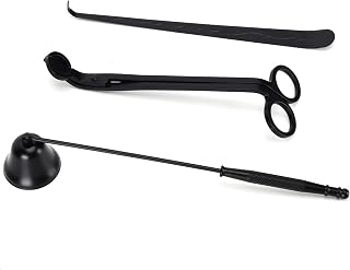 HERCHR Candle Accessory Set, 3 in 1 Stainless Steel Wick Trimmer Cutter Scissor Dipper Snuffer Tools for Candle Lovers Gift (Black)