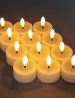 12-Pack Flameless Tea Lights Candles Flickering Flame (White Body, Warm White Glow) - LED Flickering Flameless Tea Candles Battery Operated – LED Candle Lights Decorations Home