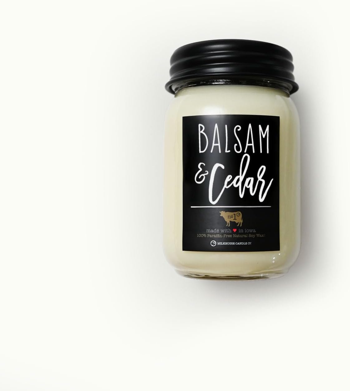 Milkhouse Candle Company Balsam & Cedar Soy Candle - Fresh Balsam | Soft Cedar | Red Apple -13 oz Mason Jar with Lid, 65+ Hour Burn Time, Made in the USA