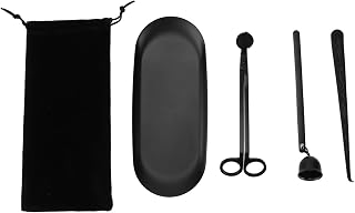 Wick Cutter, Black Stainless Steel Candle Accessories with Wick Hook Extinguisher Tray Storage Bag Candle Care Kit Candle Extinguisher for Candle Lovers Gift