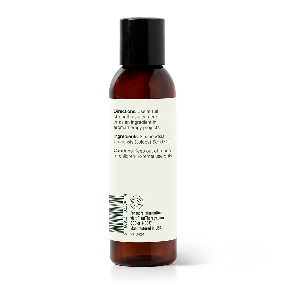 Plant Therapy Jojoba Golden Carrier Oil 4 oz 100% Pure, Cold-Pressed, Natural and GMO-free Moisturizer and Carrier Oil for Essential Oils