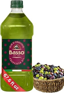 BASSO 1904 - Italian Grapeseed Oil Cooking, 67.6 fl oz (2 liters), Product of Italy, Light Neutral Oil for Everyday Kitchen Use