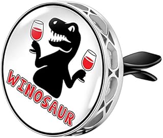 Wild Essentials Winosaur Essential Oil Car Vent Diffuser, Stainless Steel Locket Pendant With 8 Color Refill Pads, Customizable Air Freshener for Aromatherapy