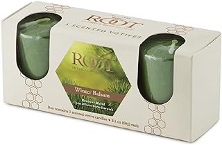 Root Candles Votive Gift Pack 3-Count Fall/Winter Scented Votive Candles Beeswax Blend Premium Handcrafted 20-Hour Votives, Winter Balsam