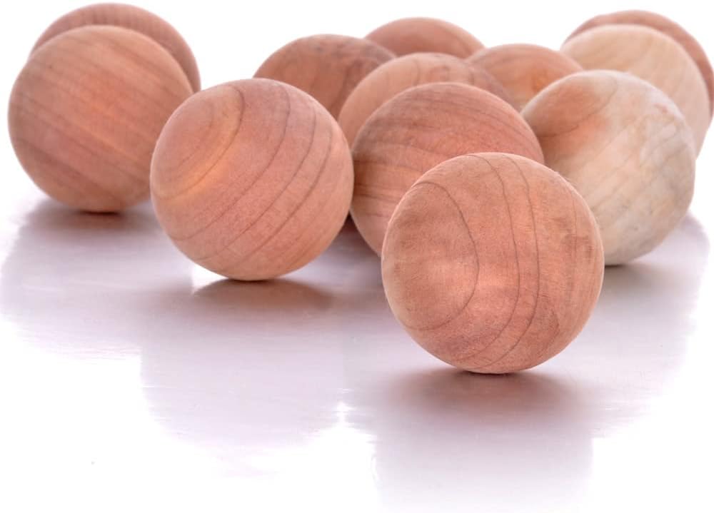 30pcs Cedar Blocks for Clothes Storage Natural Aromatic Cedar Balls Closet Freshener Clothes Protection Mustiness Prevention with Satin Bag, Small