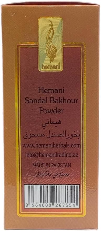 Hemani Sandal Bakhoor 200g - Sandalwood Bakhour Incense Powder for Mabkhara Burner - Arabian Bukhoor, Long-Lasting Home Fragrance - Halal, Alcohol-Free - Hemani Since 1949