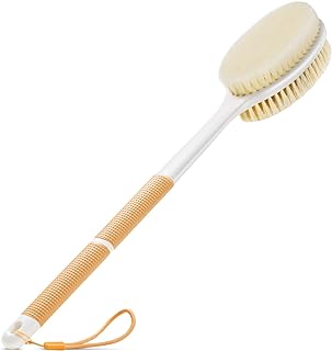 Backski Body Scrubber Anti Slip for Shower, Shower Brush Long Handle with Stiff and Soft Bristles, Body Wash Exfoliating Back Scrubber for Bath or Dry Brushing Body Brush(Orange)