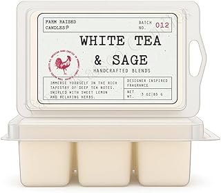 White Tea & Sage - USA Made Soy Wax Melts, 2 Pack, 6 oz | 2 clamshells, 6 oz total, 12 cubes • clean resort spa scent • USA-grown soy wax