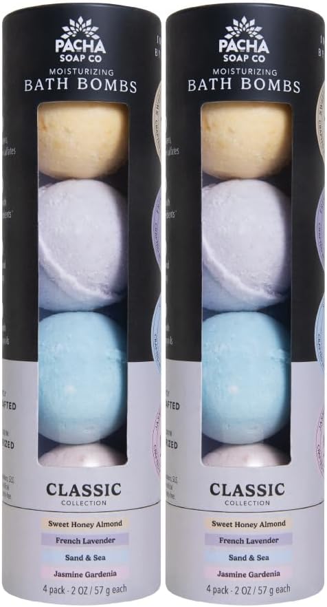 Pacha Soap Co. Bath Bomb Variety Set - Classic Scents, Handcrafted & Moisturizing Formula with Clean Ingredients, Paraben, Sulfate, Phthalate, SLS, and Dye-Free, Made in the USA, 2-Pack, 8 oz Each