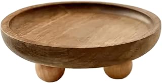 Wood Tray, Rustic Candle Plate with Legs for Soap, Perfume, Keys, Vanity Tray for Kitchen, Bathroom, Entryway, Round Small Wooden, Small Wood, Candle, Holder, D