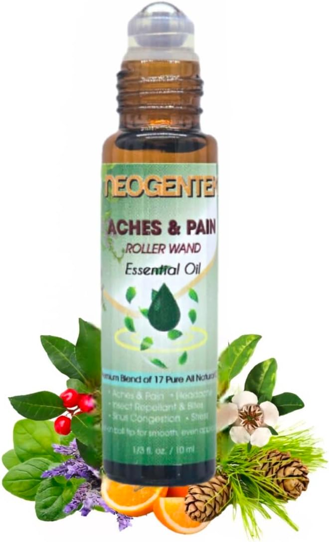 Aches & Pains Essential Oil Blend | Crafted from 17 Pure Botanical Oils | Natural Comfort & Relaxation – Aromatherapy Roll-On for Muscles & Joints, Headache – 10ml (Aches & Pains)