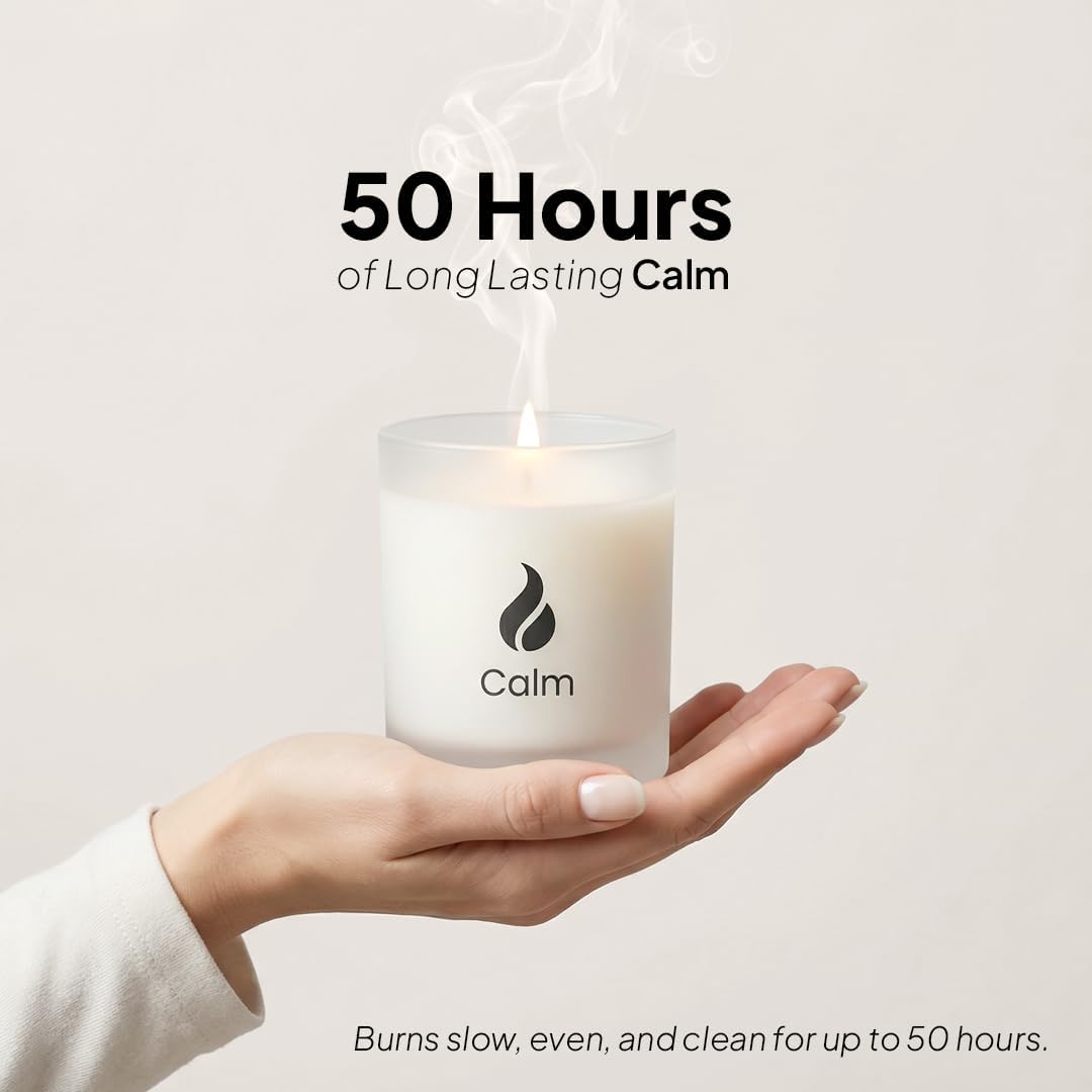 Natur IX Calming Organic Soy Scented Candles with Essential Oil | Natural Candles Non Toxic |Home, Birthday, Christmas Gifts & Aromatherapy | 50 H Burning | Lavender, Basil & Jasmine, 8.5 oz