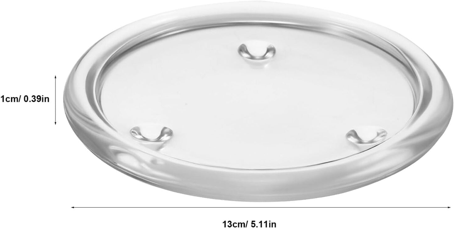 VOSAREA 2Pcs Glass Candle Holder Plates 5.11 Inch Transparent Round Candle Tray Coasters for Wedding Banquet Home Decor Table Centerpiece