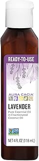 Aura Cacia Ready-to-Use Lavender Essential Oil in Fractionated Coconut Oil | GC/MS Tested for Purity | 4 fl. oz.