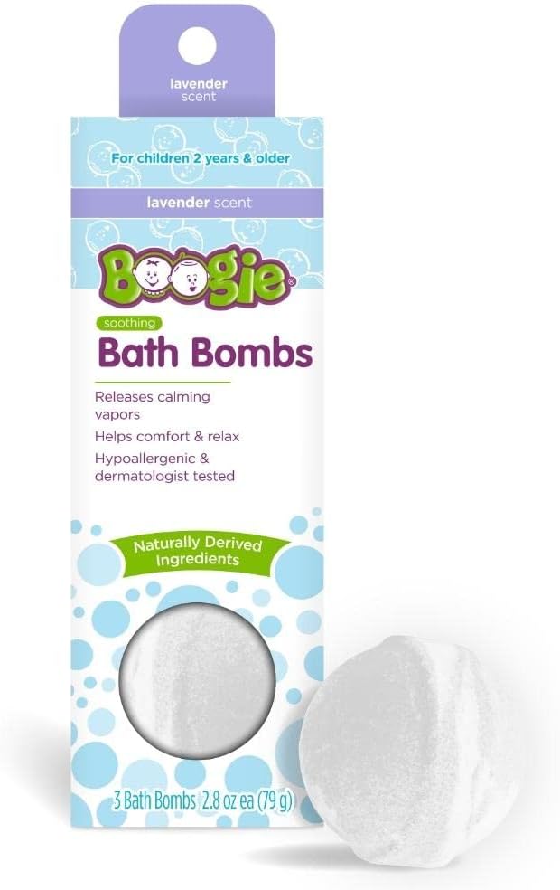 Boogie Kids Bath Bombs, Naturally Derived, Made with Aloe and Calming Vapors, Lavender, 3 Bath Bombs, 2.8 oz, Pack of 1