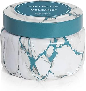 Capri Blue Modern Marble Printed Travel Tin Jar Candles - Luxury Decorative Candle for Home Scented - Long Lasting Soy Wax Blend - Volcano (8.5 oz)