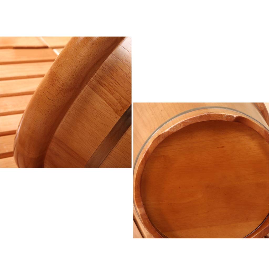 Wooden Bubble Basin Footbath Foot Bath Barrel Household Smooth And Delicate Pedicure Barrels With Lid Massager(With Universal Wheel)