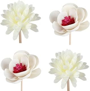 4 Pcs Rattan Reed Fragrance Diffusers and Flower Replacement Refill Sticks, Handmade Flower Reed Diffuser, for Home, Office, Spa, Bedroom, Total Length: 6.3-9.84 inch