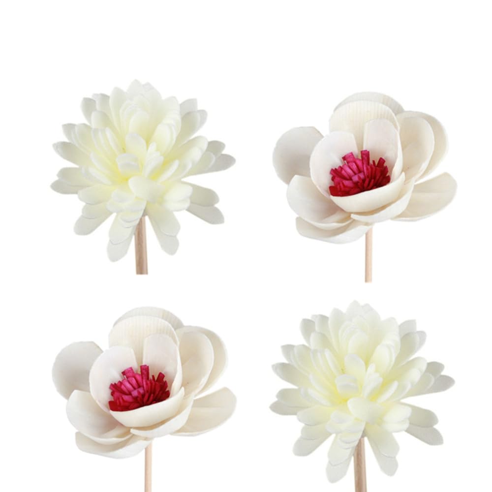 4 Pcs Rattan Reed Fragrance Diffusers and Flower Replacement Refill Sticks