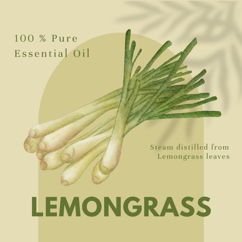 GreenHealth Lemongrass - 1/2 fl oz (15 ml) Glass Bottle - 100% Pure Essential Oil