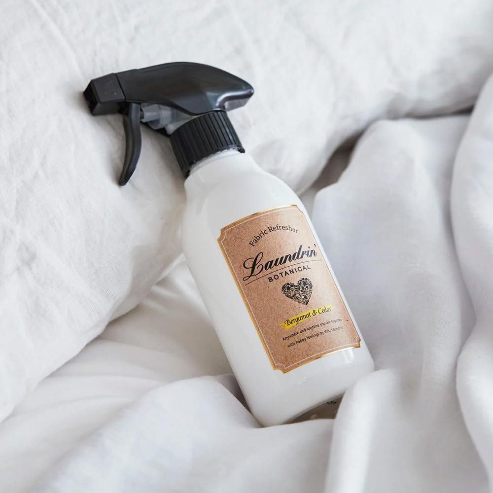 Laundrin Botanical Fabric Mist Bergamot & Cedar Deodorizing Spray 10.1 fl oz (300 ml), Pet Odor Eliminator for Home, Room Essentials Fabric Spray, Odor Removal for Mattress, Curtain, Sofa, Carpet