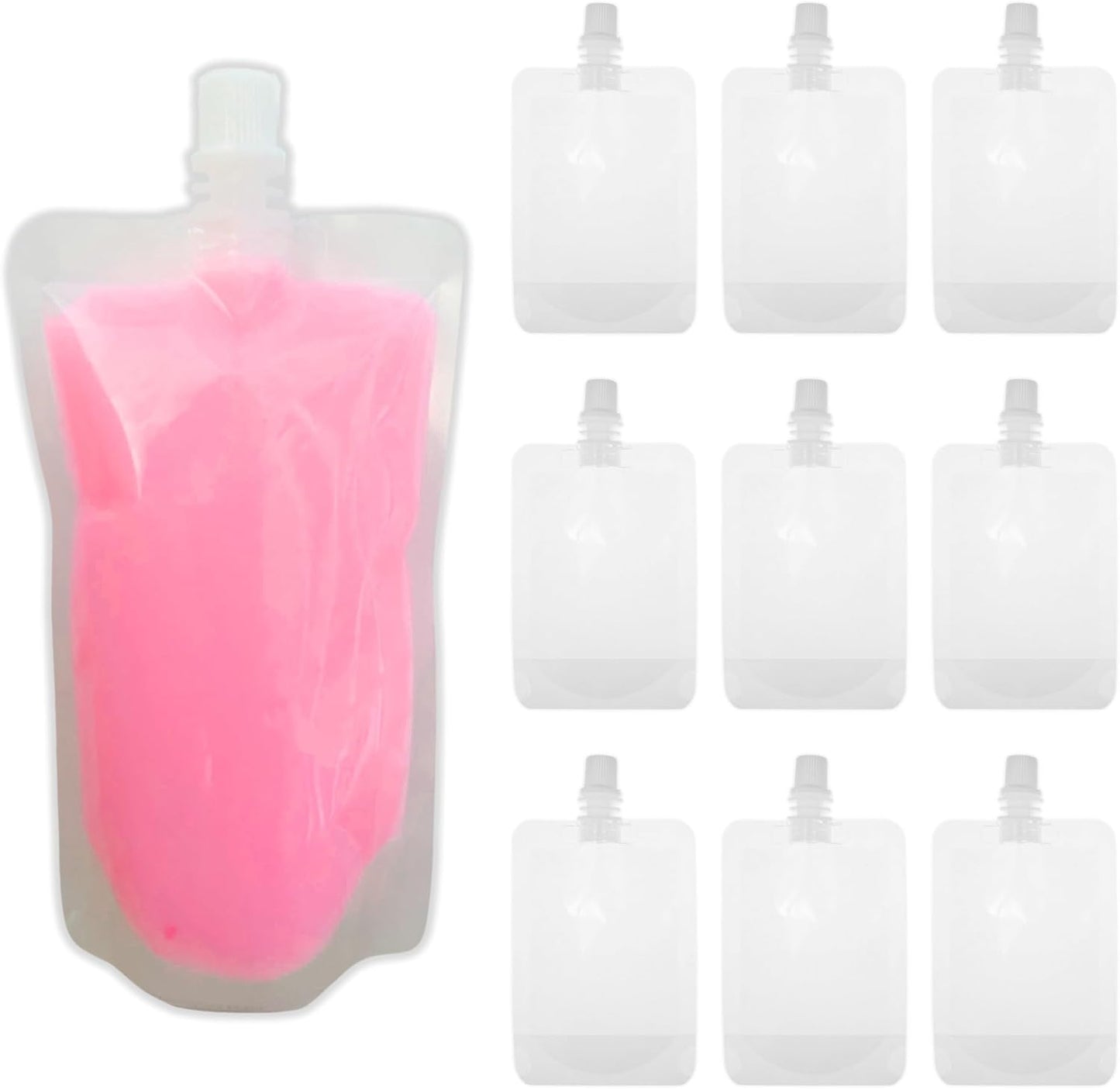 Squeezable Wax Melt Pouches 250ml / 8.45oz 20pk Bags for Liquid Squeezy Food Grade Reusable Drink Bags Cruise Flask Events Book Liquor Empty Concealable