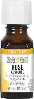 Aura Cacia Rose Absolute Pure essential Oil in Jojoba Oil, 0.5 Ounce.
