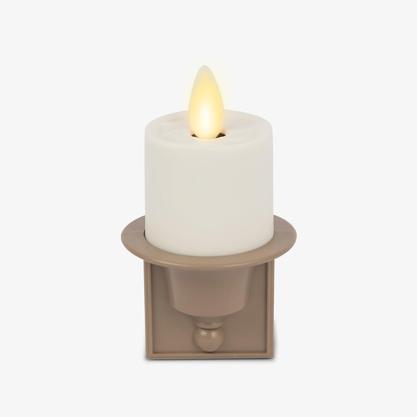 Luminara Flameless Candle Nightlight w/Dusk to Dawn Light Dark Auto Sensor, Timeless Taupe Wall Plug Indoor Night LED Light w/Real-Flame Effect Technology, Bathroom Bedroom Hallway, No Remote Needed