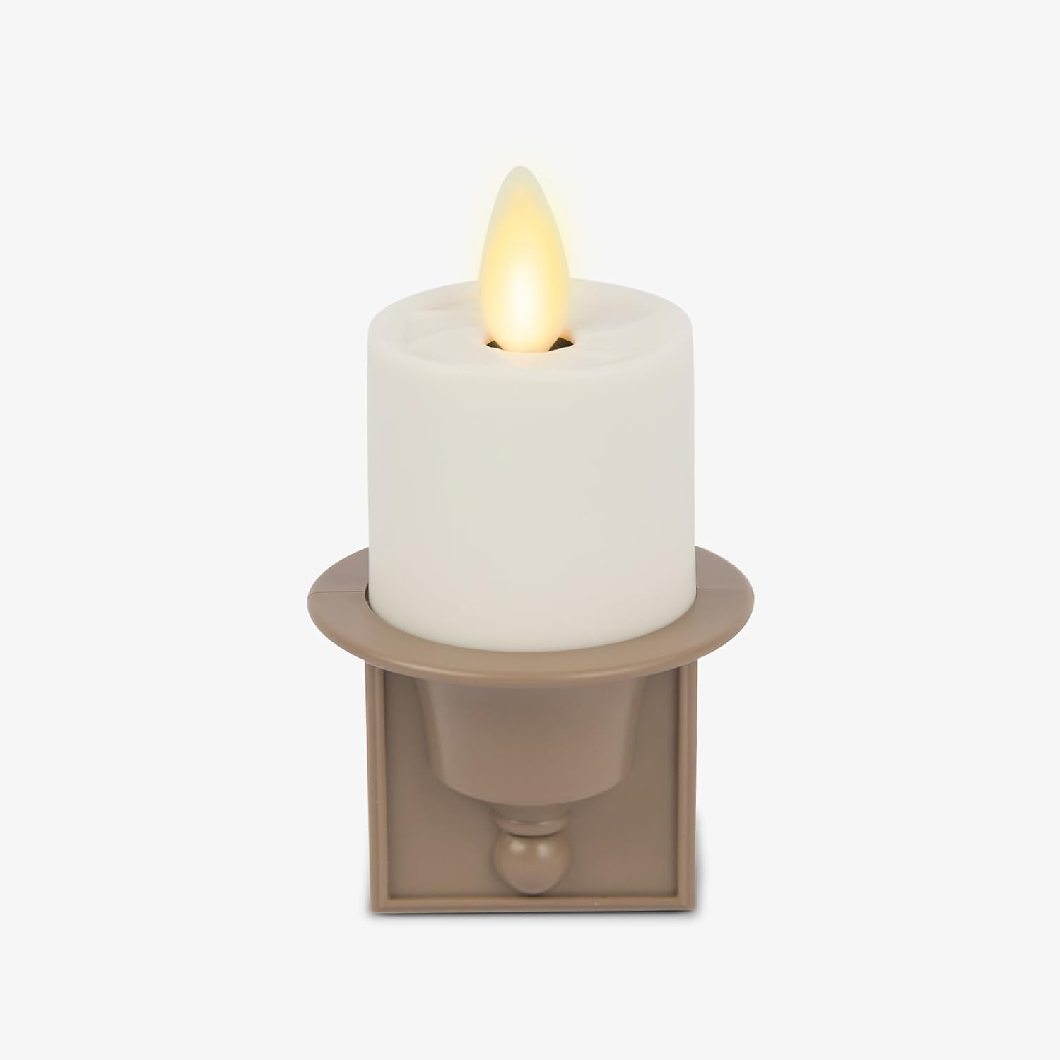 Luminara Flameless Candle Nightlight w/Dusk to Dawn Light Dark Auto Sensor, Timeless Taupe Wall Plug Indoor Night LED Light w/Real-Flame Effect Technology, Bathroom Bedroom Hallway, No Remote Needed