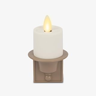 Luminara Flameless Candle Nightlight w/Dusk to Dawn Light Dark Auto Sensor, Timeless Taupe Wall Plug Indoor Night LED Light w/Real-Flame Effect Technology, Bathroom Bedroom Hallway, No Remote Needed