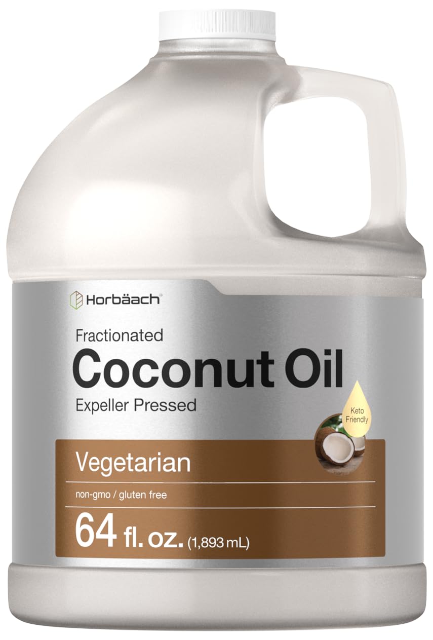 Horbäach Coconut Oil for Cooking | Liquid | 64 oz | Fractionated & Unflavored | Keto Friendly | Vegetarian, Non-GMO & Gluten Free