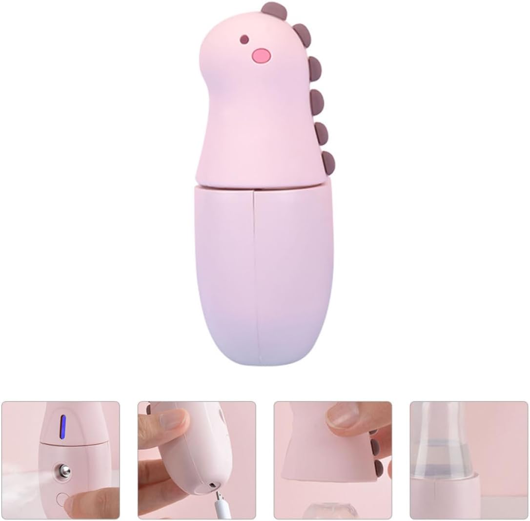 OSALADI Portable Nano Facial Mister Moisturizing Sprayer with Cute Dinosaur Design USB Rechargeable Mini Face Steamer for Travel Office Skincare Hydration