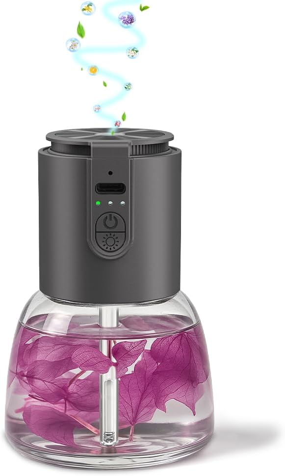 Waterless Essential Oil Diffuser-Quiet,Cordless Rechargeable Nebulizer with 3 Mist Modes,120ml Refillable Bottle,Long Runtime-Portable for Bedroom,Bathroom,Office,Travel