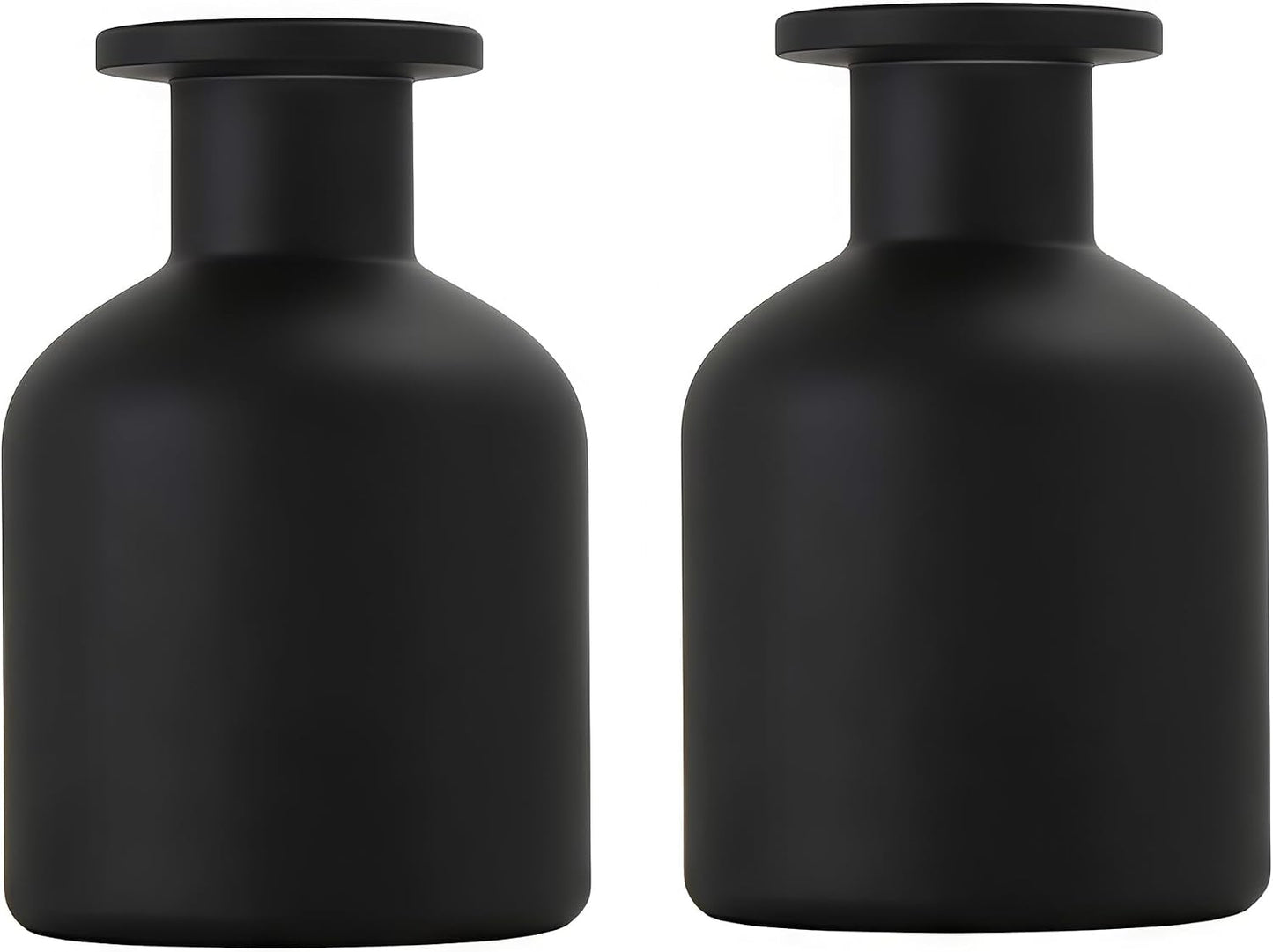 2 Pcs 150ml Black Glass Reed Diffuser Bottles,Empty Refillable Diffuser Bottle for Essential Oils,Aromatherapy Container for DIY Replacement Diffuser,Reed Sticks,Small Flower Bud Vase