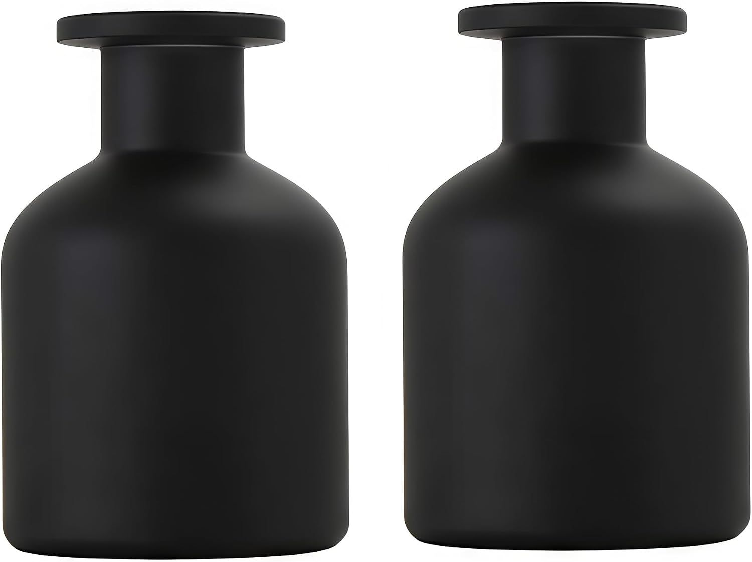 2 Pcs 150ml Black Glass Reed Diffuser Bottles,Empty Refillable Diffuser Bottle for Essential Oils,Aromatherapy Container for DIY Replacement Diffuser,Reed Sticks,Small Flower Bud Vase