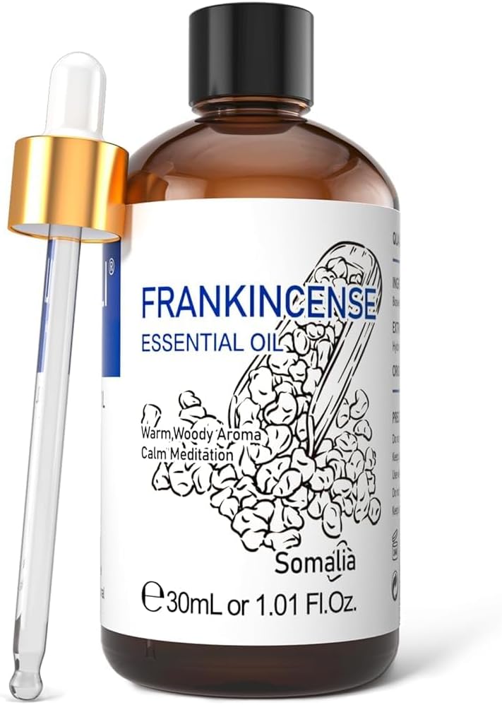 HIQILI 30ML Frankincense Essential Oil, Relaxing, Skin Care, Camp Atmosphere Creation, Can be Added to Body Lotions, Creams, Aromatherapy Use - 1.01 Fl Oz