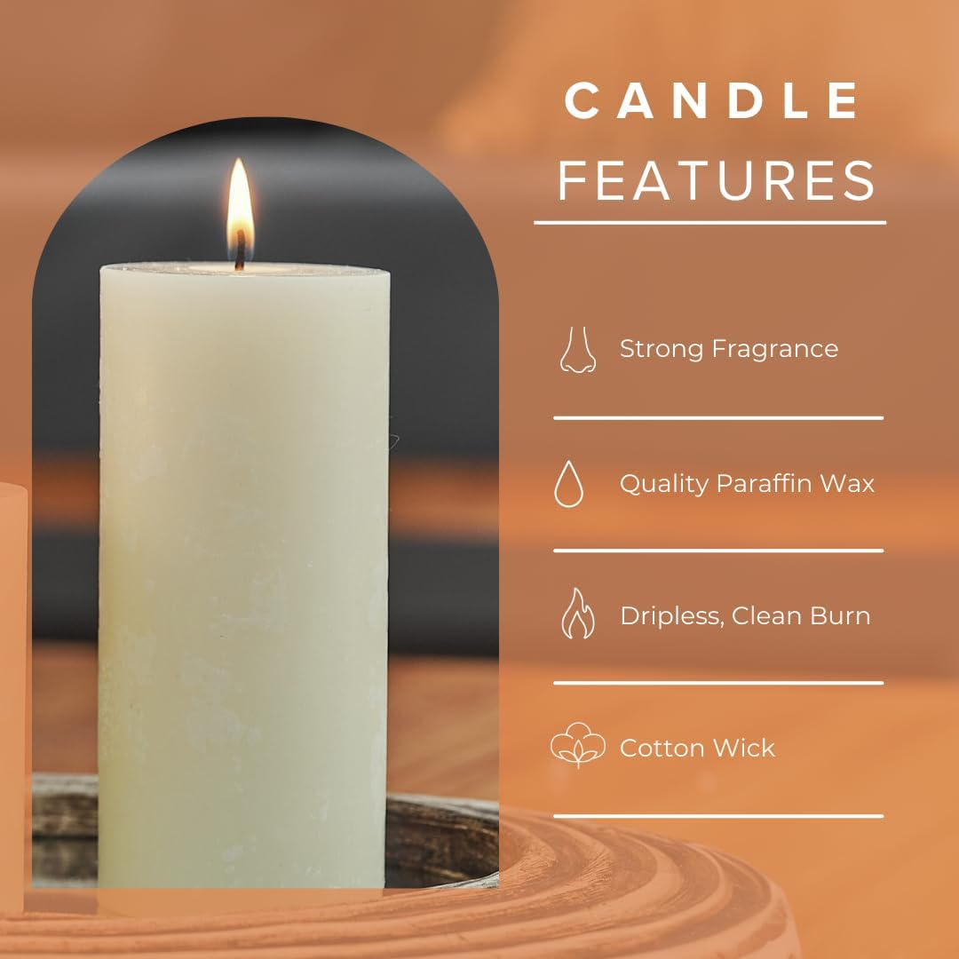 Simply Soson 3x6 in. Ivory Scented Candles Set of 3 - Eucalyptus Sage, Citrus, Rustic Lavander - Home Aromatherapy Decor