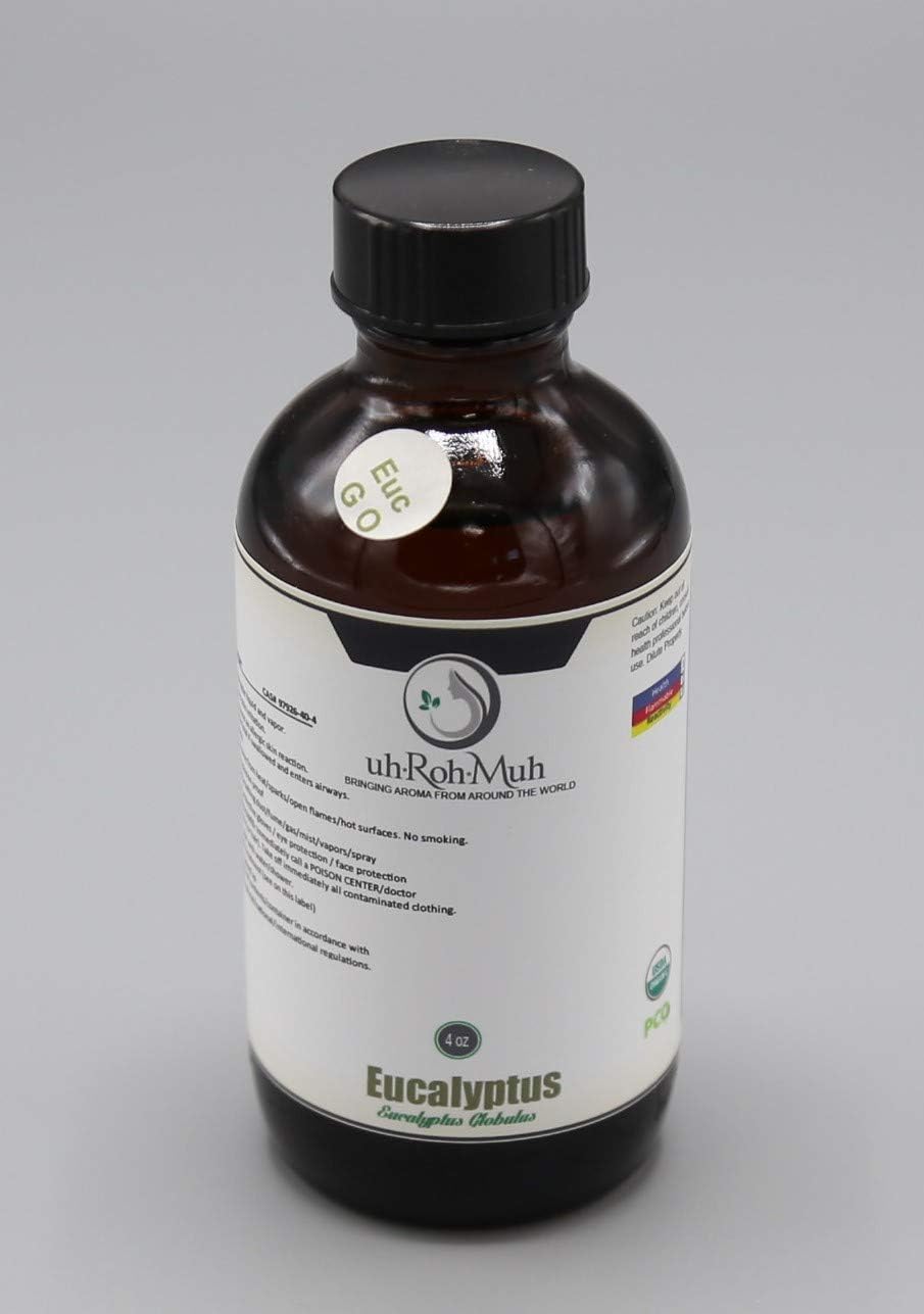 Pure Certified Organic Eucalyptus Globulus Essential Oil (4 oz with Pipette)