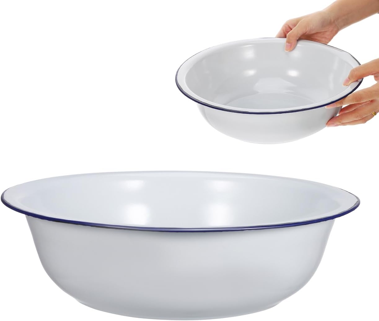 Vintage Enamel Basin, Foot Bucket for Soaking feet Laundry Wash Basin Foot Soak Bucket Bath Tub for Feet Washing (11.81 X 7.09 X 3.54 Inches)