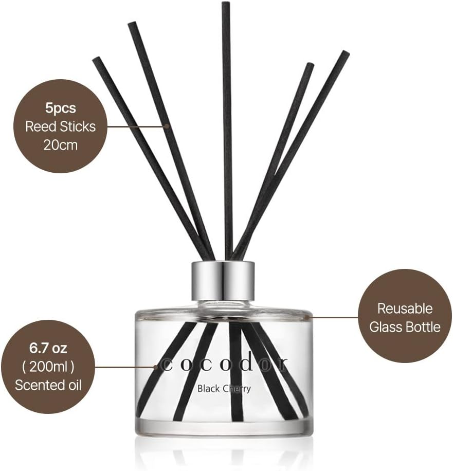 COCODOR Signature Reed Diffuser/Cedar Wood/6.7oz/1Pack / Home Fragrance Scent Essential Oil Stick Diffuser for Bedroom Bathroom Home Décor