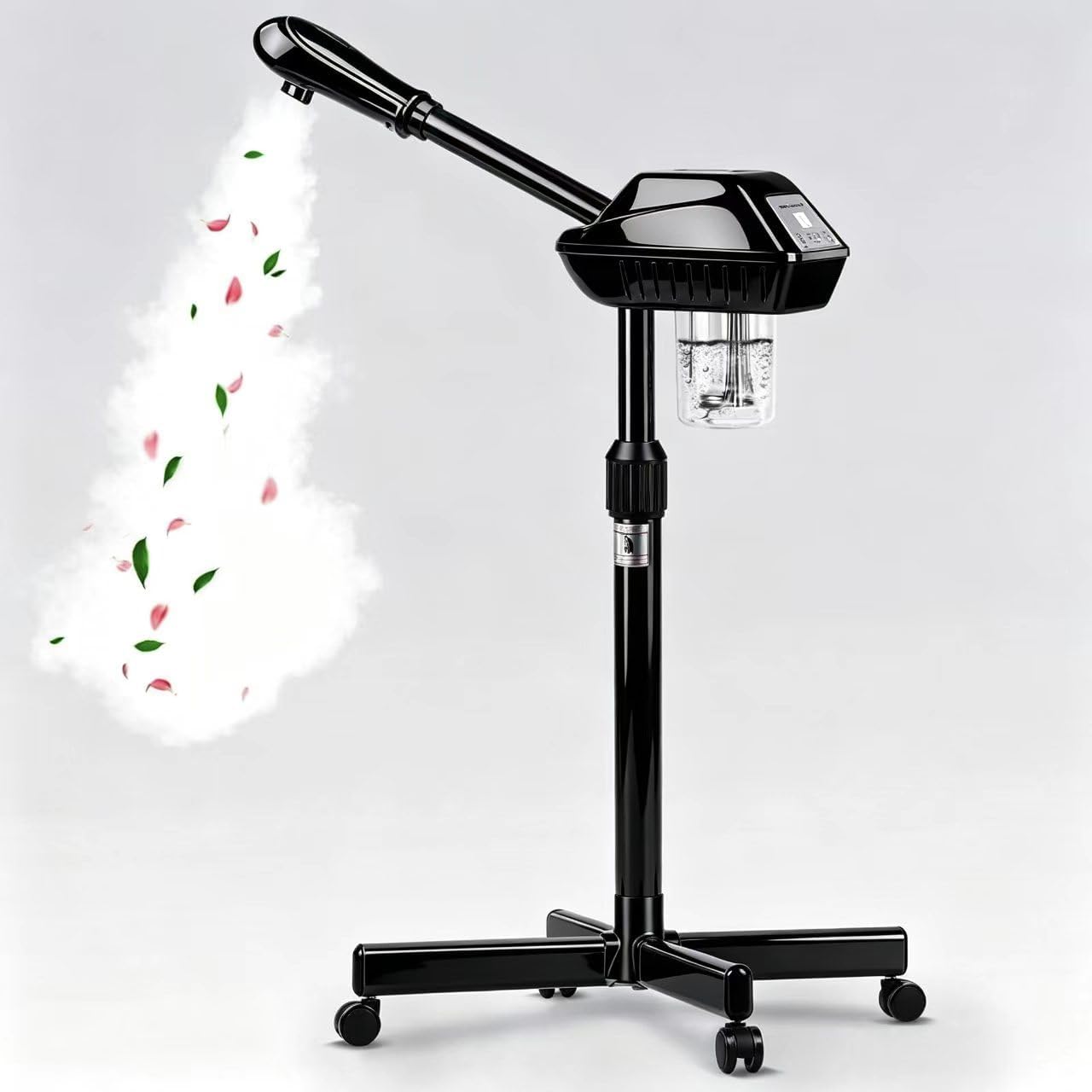 Facial Steamer Professional with More Steam for Deep Cleansing and Hydration, Face Steamer on Wheels with Time Setting, Estheticians Steamer Adjustable Height for Beauty, Spa and Home Use