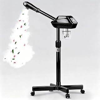 Facial Steamer Professional with More Steam for Deep Cleansing and Hydration, Face Steamer on Wheels with Time Setting, Estheticians Steamer Adjustable Height for Beauty, Spa and Home Use