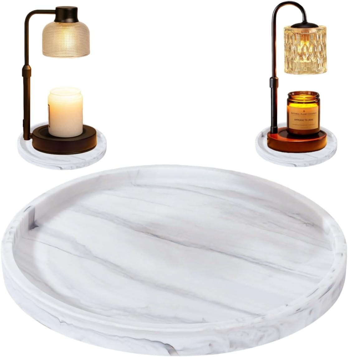 Heat Resistant Silicone Mat for Candle Warmer Lamp, Protector Base Pad for Candle Warmer, Lamp Candle Warmer Under Mat (Marble White, 6.5 INCH)
