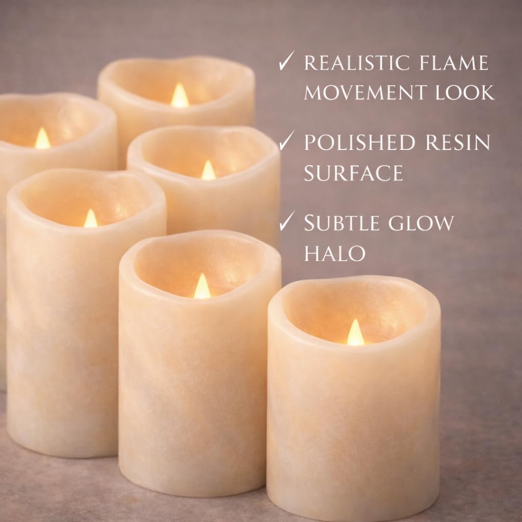 Enido Flameless Candles with Remote, 9 PC Outdoor Waterproof Battery Operated LED Pillar Candles, Flickering Electric Candles with Timer, 3" x 4" 5" 6" for Lantern, Patio, Wedding, Easter