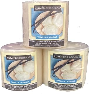 Luminessence Set of Three Vanilla Scented Pillar Candles, 2.5 in. X 2.8 in.