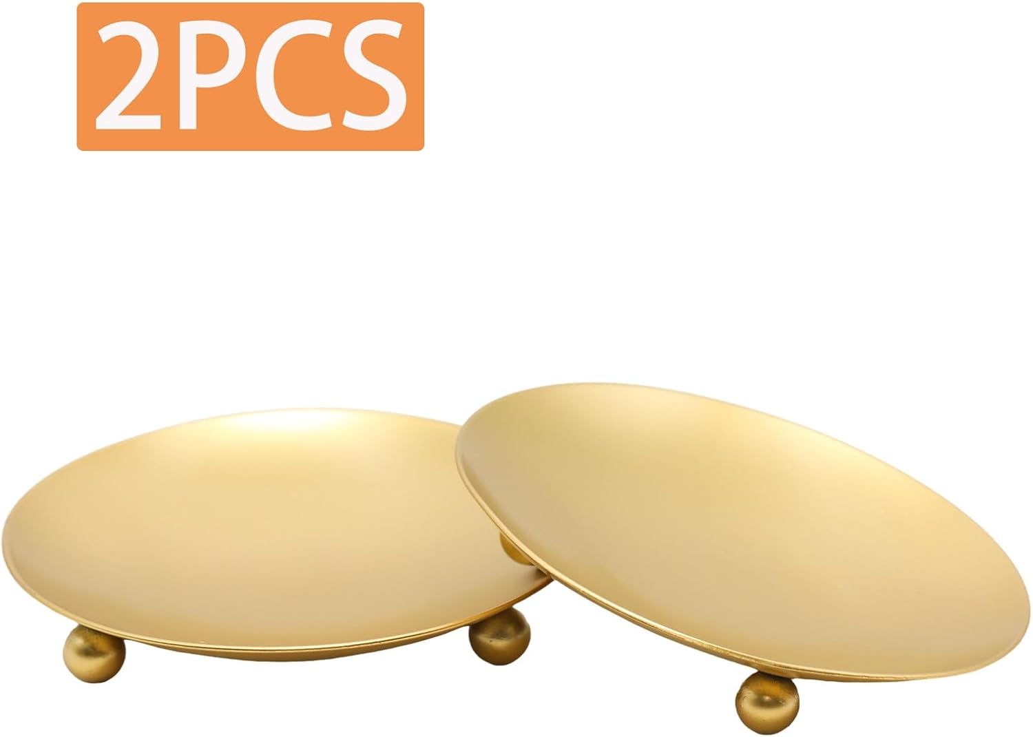 2Pcs Iron Plate Candle Holder Set - 4.33 Inch Decorative Pedestal Candle Stands for Home, Wedding, and Birthday Parties - Elegant Gold Candle Holders for Stylish Décor